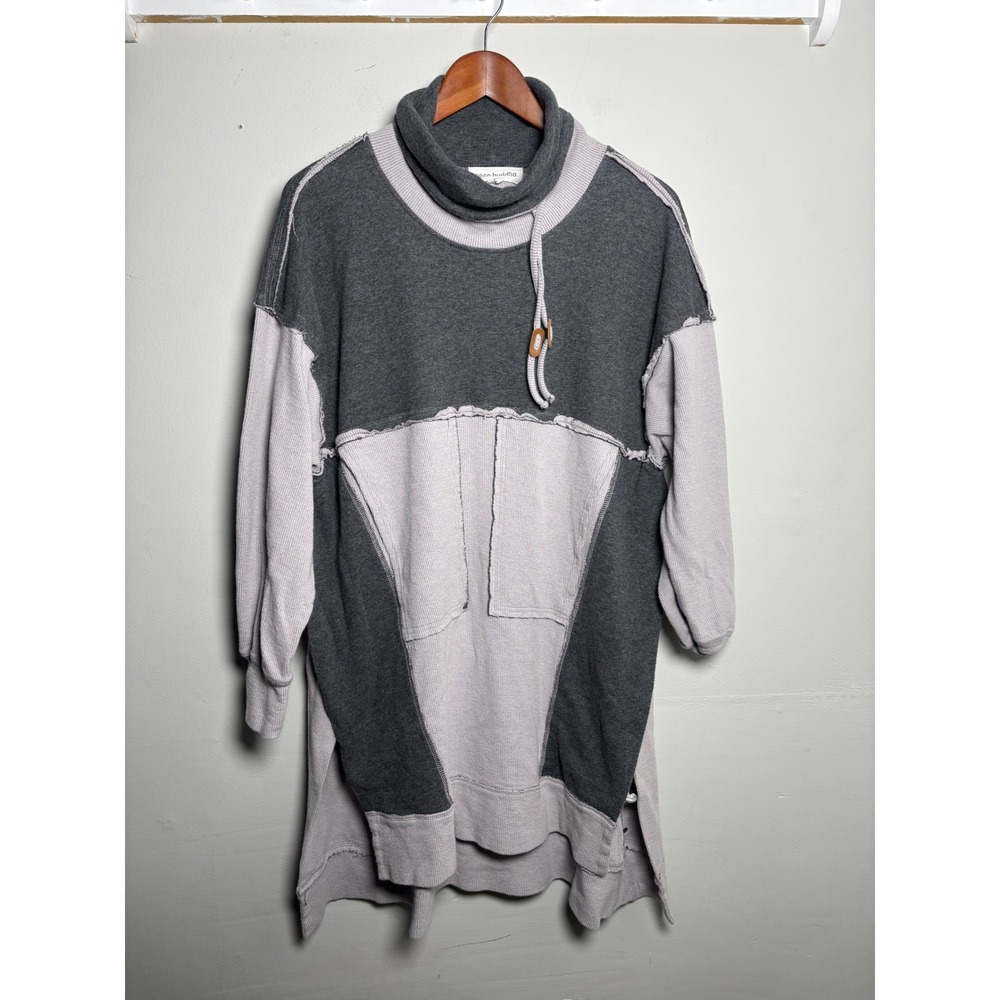 Neon Buddha Gray Lavender Colorblock Waffle Tunic Womens Large